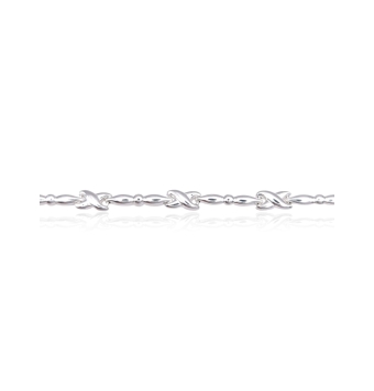 PULSERA MUJER PLATA DE LEY 925 HUECA ESLABONES RÍGIDOS FORMA ASPA 9X5 MILÍMETROS Y BARRA ANCHO 3 MILÍMETROS LARGO 19 CENTÍMETROS