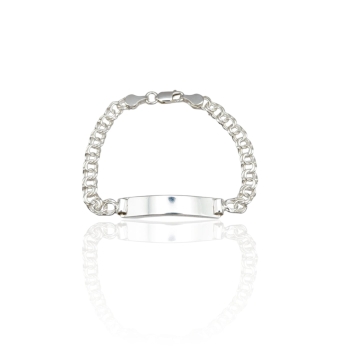 PULSERA ESCLAVA MUJER PLATA DE LEY 925 TIPO ESLABÓN HÚNGARO 6.5 MILÍMETROS PLACA 40X8 MILÍMETROS LARGO 18.5 CENTÍMETROS CIERRE M