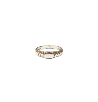 ANILLO MUJER PLATA DE LEY 925 RODIADO ESTILO SELLO TALLADO CON PLACA CENTRAL
