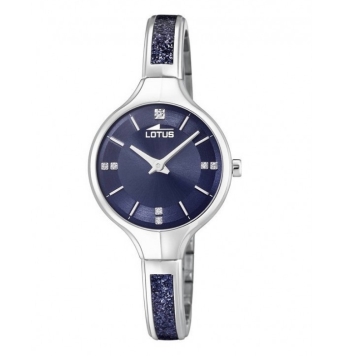RELOJ LOTUS ANALÓGICO MUJER CAJA ACERO 28 MILÍMETROS ESFERA AZUL PULSERA RÍGIDA CON DETALLE PURPURINA AZUL AJUSTABLE