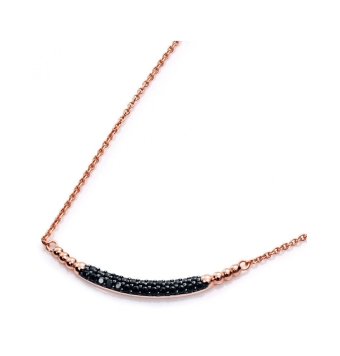 COLLAR VICEROY PLATA DE LEY 925 CHAPADO COBRE MUJER MOTIVO CENTRAL CON CIRCONITAS NEGRAS LARGO 42 CENTÍMETROS