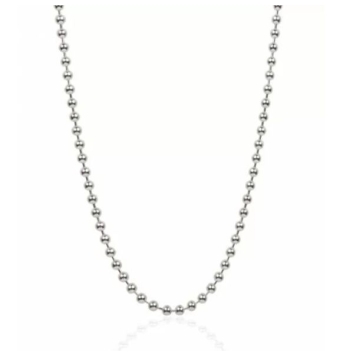 CADENA PLACARI MUJER PLATA DE LEY 925 BOLITAS LISA Y TALLADA ALTERNAS 2.5 MILÍMETROS LARGO 45 CENTÍMETROS