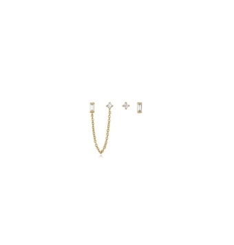 PENDIENTES VIDEROY DE PLATA DE LEY 925 DE DOBLE CORAZON UNO LISO Y OTRO CON CIRCONITAS