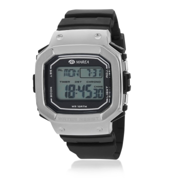 RELOJ DIGITAL MAREA HOMBRE B44104/1 CORREA CAUCHO NEGRA CAJA PLÁSTICO PLATEADA 43 MILÍMETROS