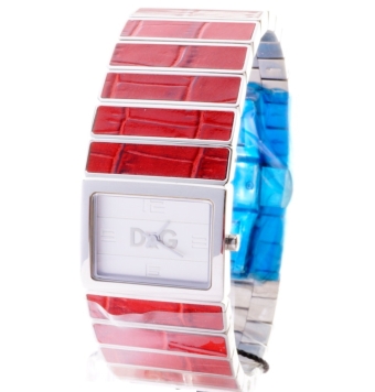 RELOJ DOLCE GABBANA MUJER ANALOGICO CADENA ACERO CON PIEL CAJA ACERO NICKEL FREE 26X21 MILÍMETROS ESFERA PLATEADA