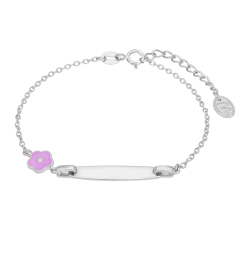 PULSERA ESCLAVA MAREA NIÑA D03603/AE PLAQUITA 21 MILÍMETROS MOTIVO FLOR 6 MILÍMETROS ESMALTE LILA LARGO AJUSTABLE 15-18 CENTÍMET