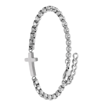 PULSERA MAREA HOMBRE ACERO CON CRUZ LARGO AJUSTABLE 20-23 CENTÍMETROS