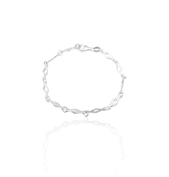 PULSERA MUJER PLATA DE LEY 925 ESLABONES CON FORMA DE ROMBO ALARGADO 13X4 MILÍMETROS Y ANILLAS 3.5 MILÍMETROS 18 CENTÍMETROS DE