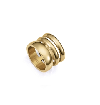 ANILLO VICEROY AIR MUJER ANCHO EFECTO TRIPLE ACERO IP DORADO