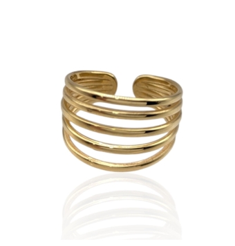 ANILLO ABIERTO MUJER PLATA DE LEY 925 CHAPADO DORADO QUÍNTUPLE ANCHO 13 MILÍMETROS