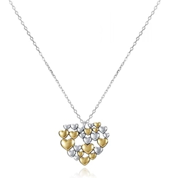COLLAR VICEROY PLATA DE 925 CORAZON FORMADO DE CORAZONES PLATEADOS  Y CHAPADOS DORADOS
