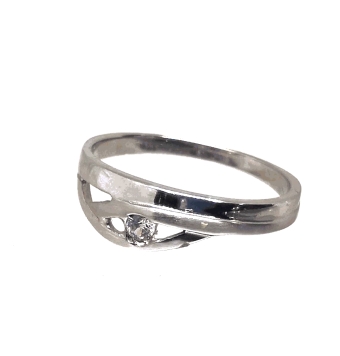 ANILLO DE ORO BLANCO 1 CIRCONITA MATE Y BRILLO