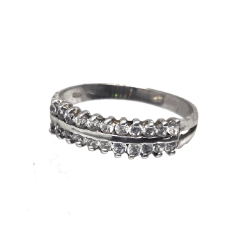 ANILLO DOBLE CARRIL DE CIRCONITAS DE ORO BLANCO