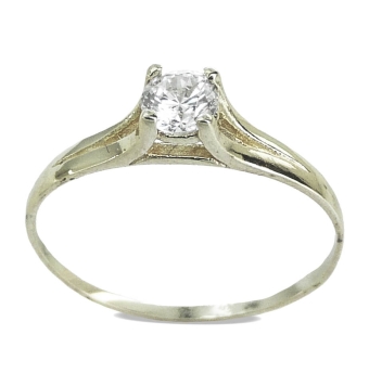 ANILLO MUJER ORO BLANCO 18 KILATES ESTILO SOLITARIO CON CUATRO GARRAS Y CIRCONITA BLANCA 4 MILÍMETROS