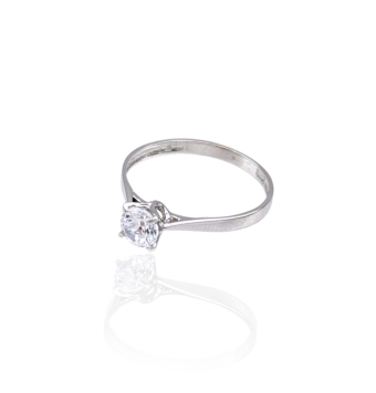 ANILLO ESTILO SOLITARIO ORO BLANCO 18 KILATES MUJER CIRCONITA  BLANCA DE 5 MILÍMETROS CON 4 GARRAS