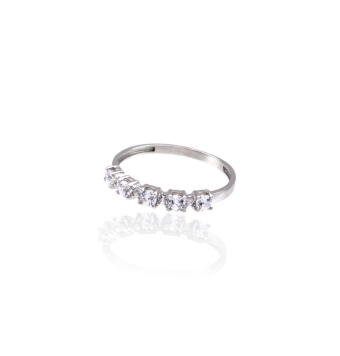ANILLO ORO BLANCO 18 KILATES MUJER CON 5 CIRCONITAS BLANCAS DE 3 MILÍMETROS