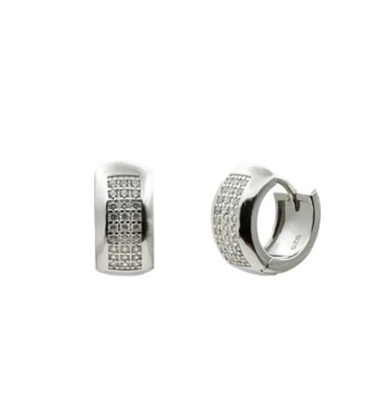 PENDIENTES MUJER LINEARGENT PLATA DE LEY 925 ARO CON CIRCONITAS BLANCAS ANCHO 7 MILÍMETROS DIÁMETRO INTERIOR 9 MILÍMETROS