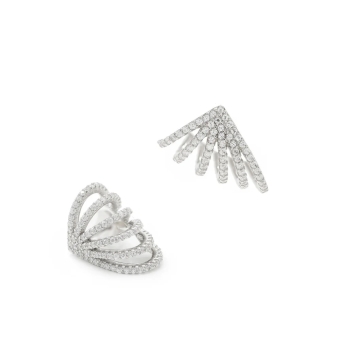 PENDIENTES MUJER LINEARGENT PLATA DE LEY 925 ESTILO TREPADOR CON 6 AROS CON CIRCONITAS BLANCAS