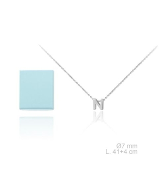 GARGANTILLA PLATA DE LEY 925 CADENA FINA CON INICIAL N 7 MILÍMETROS LARGO AJUSTABLE 41-45 CENTÍMETROS