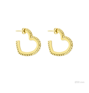 PENDIENTES MUJER CORAZÓN ACERO IP DORADO 28X28 MILÍMETROS CIERRE PRESI