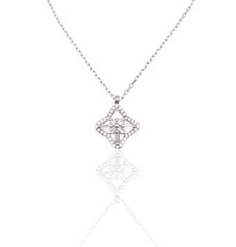 COLLAR MUJER PLATA DE LEY 925 RODIADO ESLABÓN FORZADO 42+3 CENTÍMETROS LARGO AJUSTABLE COLGANTE ESTRELLA DE 4 PUNTAS CON PIEDRAS