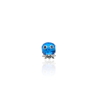 CHARM PLATA DE LEY 925 PULPO ESMALTADO AZUL