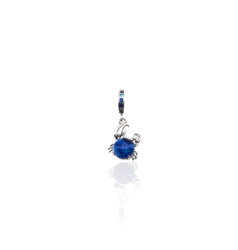 CHARM PLATA DE LEY 925 CANGREJO CON PIEDRA AZUL ZAFIRO