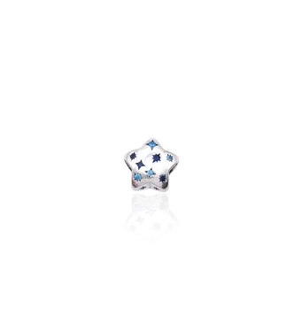 ABALORIO CHARM ESTRELLA PLATA DE LEY 925 CIRCONITAS AZULES
