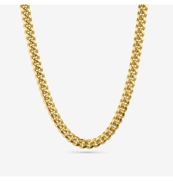 COLLAR HOMBRE RADIANT ACERO IP DORADO ESALBÓN FORZADO 10X4 MILÍMETROS Y 52 CENTÍMETROS DE LARGO CIERRE EN FORMA DE CANDADO DE BR