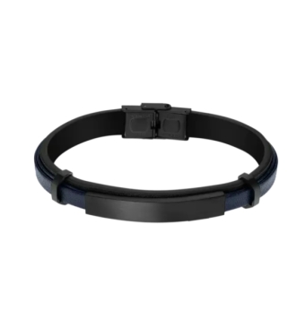 PULSERA LOTUS STYLE MEN BASIC HOMBRE LS2401-2/1 ACERO IP NEGRO Y PIEL COLOR NEGRO/AZUL ANCHO 10 MILÍMETROS LARGO 22.6 CENTÍMETRO