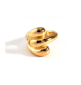 ANILLO MUJER ACERO TRES GOTAS CHAPADO DORADO ANCHO 17 MILÍMETROS
