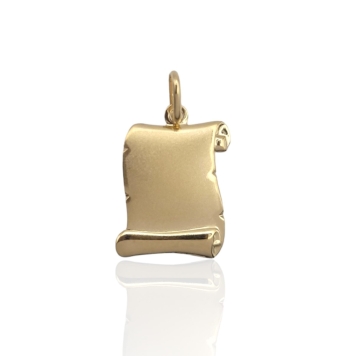 COLGANTE ORO AMARILLO 18 KILATES PERGAMINO MATE BRILLO 14X17 MILÍMETROS