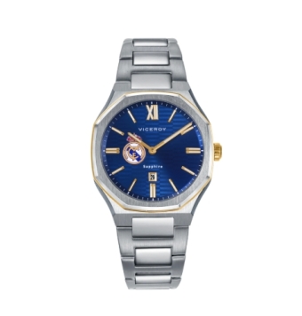 RERLOJ VICEROY REAL MADRID NIÑO ANALOGICO CAJA ACERO 33 MILÍMETROS DOBLE BISEL IP DORADO ESFERA AZUL NIÑO DETALLES DORADOS CON C