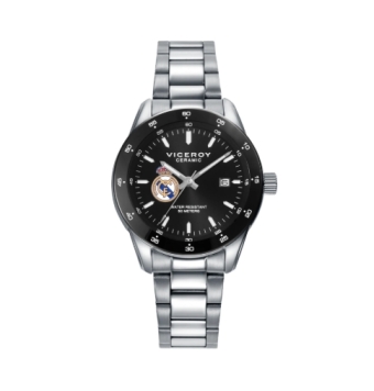 RELOJ VICEROY REAL MADRID CADETE/NIÑO CAJA ACERO 40 MILÍMETROS BISEL CERAMICO ESFERA NEGRA CON CALENDADARIO CADENA ACERO