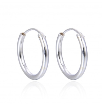 PENDIENTES ARO PLATA DE LEY 925 TUBO REDONDO LISO 1.24X12 MILÍMETROS