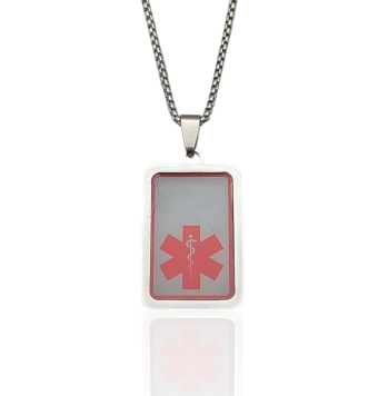 COLLAR LESTOR ALERTA MÉDICA 36X22 MILÍMETROS CADENA FORZADA 2 MILÍMETROS 60 CENTÍMETROS DE LARGO