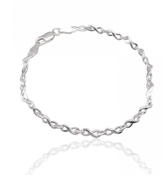 PULSERA MUJER PLATA DE LEY 925 ESLABONES EN FORMA DE INFINITO 8X3.5 MILÍMETROS LARGO 19 CENTÍMETROS CIERRE MOSQUETÓN