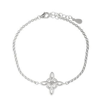 PULSERA PLATA DE LEY 925 RODIADA MUJER NUDO DE BRUJAS CON CIRCONITAS BLANCAS 18 MILÍMETROS ESLABÓN ROLO LARGO 17-20 CENTÍMETROS