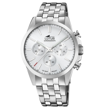 RELOJ CRONÓGRAFO LOTUS CHRONO HOMBRE 18989/1 CADENA ACERO CAJA ACERO 41 MILÍMETROS ESFERA COLOR BLANCO