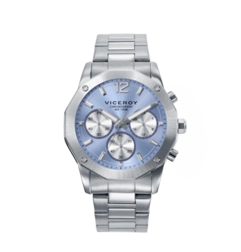 RELOJ VICEROY HOMBRE CRONÓGRAFO CAJA ACERO 42 MILÍMETROS ESFERA AZUL CIELO CADENA ACERO