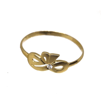 ANILLO ORO AMARILLO FORMA DE LAZO MATE BRILLO 1 CIRCONITA