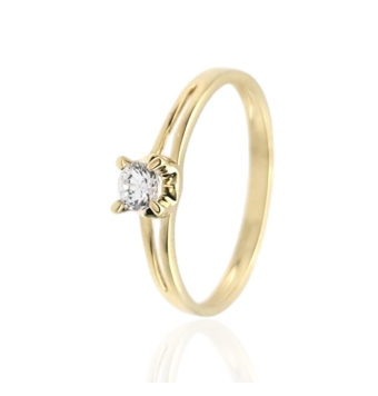 ANILLO ESTILO SOLITARIO MUJER ORO AMARILLO 18 KILATES CIRCONITA BLANCA 3.5 MILÍMETROS CUATRO GARRAS BRAZO ABIERTO