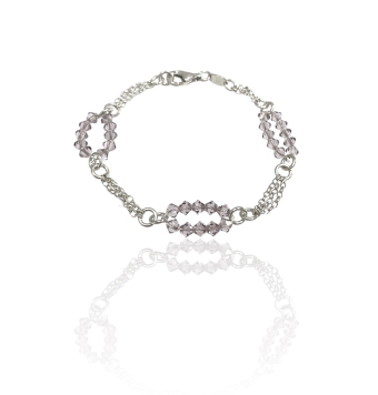 PULSERA PLATA DE LEY 925 CON PIEDRAS ROSAS 20 CENTÍMETROS DE LARGO CIERRE REASA