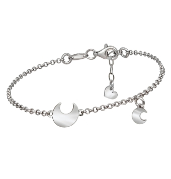 PULSERA MUJER PLATA DE LEY 925 DOS LUNAS 10 MILÍMETROS ESLABÓN ROLO LARGO 16+4 CENTÍMETROS