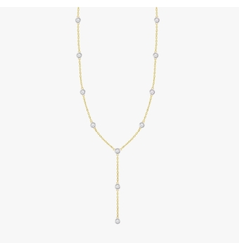 COLLAR LOTUS MUJER PLATA DE LEY 925 IP DORADO VARIOS PUNTOS DE LUZ BLANCOS DE 4.5 MILÍMETROS LARGO CADENA 42+3 CENTÍMETROS
