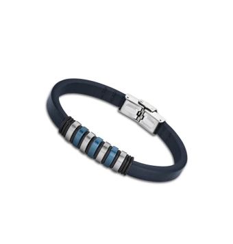 PULSERA LOTUS STYLE URBAN MAN LS1827-2/2 HOMBRE PIEL COLOR AZUL ACERO IP AZUL LARGO 22 CENTÍMETROS