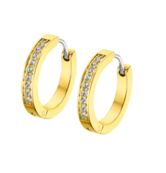 PENDIENTES ARO LOTUS STYLE URBAN WOMAN MUJER ACERO INOXIDABLE CHAPADO DORADO ACABADO BRILLO CON CIRCONITAS 18 MILÍMETROS