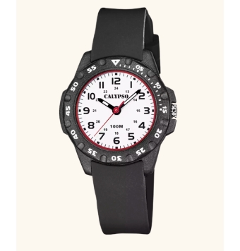 RELOJ CALYPSO NIÑO/NIÑA ANALOGICO CORREA CAUCHO NEGRO CAJA RESINA NEGRO ESFERA BLANCA 32 MILÍMETROS (1)