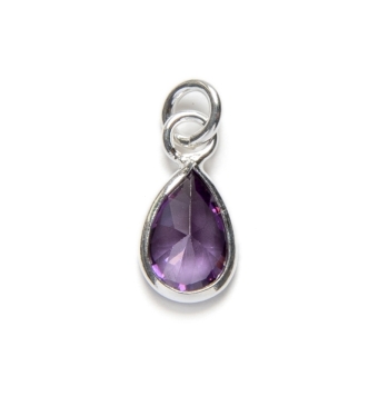 MINI COLGANTE LÁGRIMA PLATA DE LEY 925 CIRCONITA 9X5 MILÍMETROS COLOR MORADO