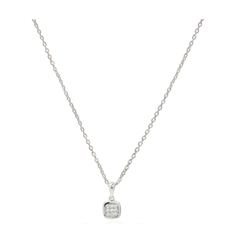 COLLAR LINEARGENT MUJER PLATA DE LEY 925 BAÑO DE RODIO CON COLGANTE DISEÑO CUADRADO 7 MILÍMETROS CIRCONITAS BLANCAS CIRCONITAS B